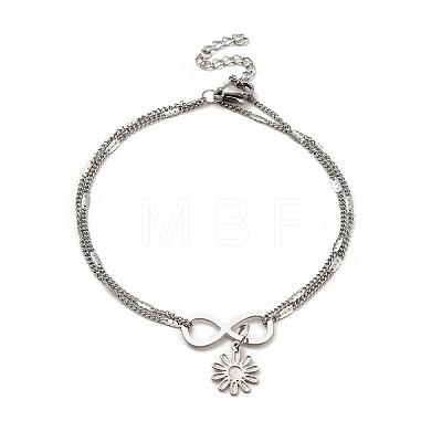304 Stainless Steel Charm Anklet AJEW-C021-12P-1