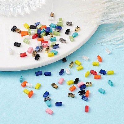 100Pcs 13 Style 2-Hole Glass Seed Beads SEED-YW0002-39-1