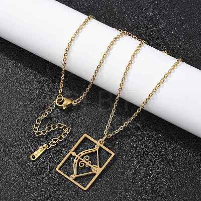 304 Stainless Steel Necklace NJEW-D330-01G-09-1