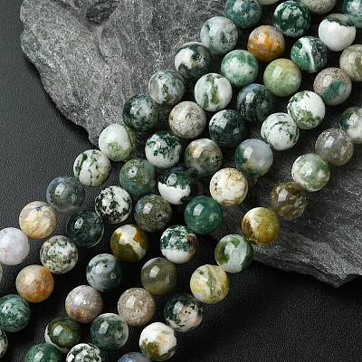 Natural Agate Round Gemstone Beads Strands X-G-R255-8mm-1