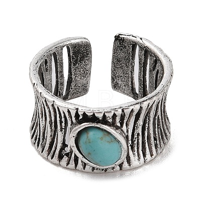 Oval Synthetic Turquoise Cuff Rings RJEW-B107-01AS-1