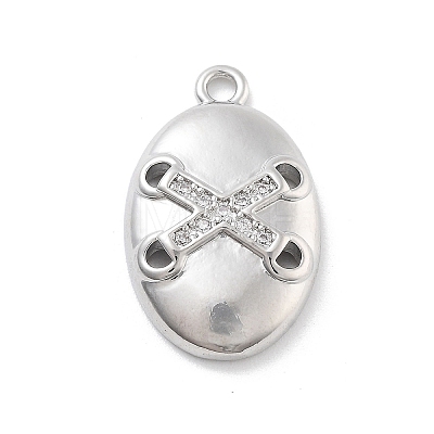 Brass Micro Pave Clear Cubic Zirconia Pendants ZIRC-I067-01F-1