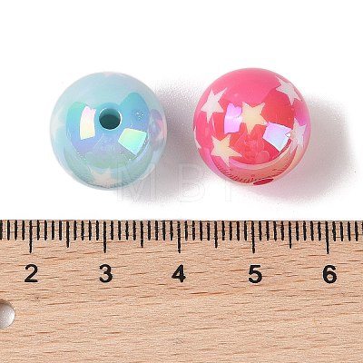 10Pcs UV Plating Colours Acrylic Beads OACR-S146-01D-1