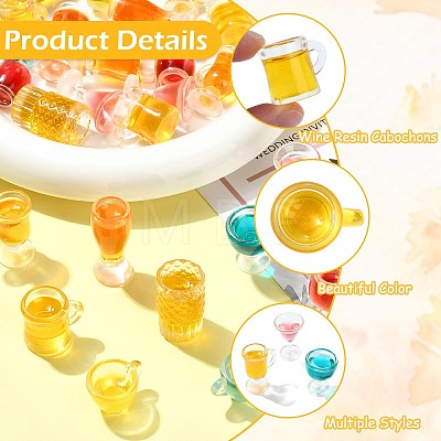 45Pcs 9 Styles Wine Transparent Resin Cabochons CRES-CJZ0009-02-1