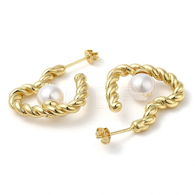 Rack Plating Brass Heart Stud Earrings EJEW-P249-01G-1