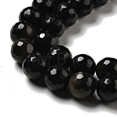 Natural Golden Sheen Obsidian Beads Strands G-P476-01D-04-1