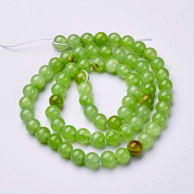 Natural Flower Jade Beads Strands GSR6mmC193-1