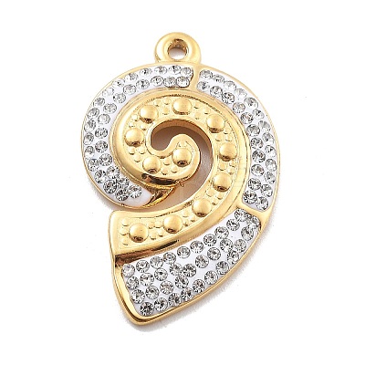 304 Stainless Steel Polymer Clay Rhinestone Pendants RESI-R155-012G-06-1