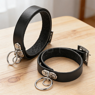 2Pcs Punk Rock Style Cowhide Leather Choker Necklaces NJEW-CL0001-40-1