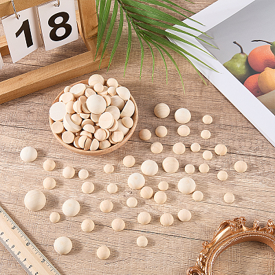 300Pcs Wood Cabochons WOOD-ME0001-24-1