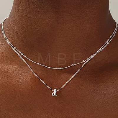 Brass Double Layer Small Letter Pendant Necklaces for Women WG025FC-34-1