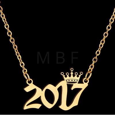 Crown Birth Year 201 Stainless Steel Pendant Necklaces for Women FS-WG4E8F2-38-1