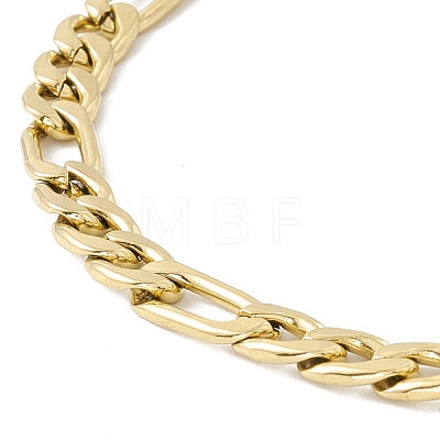 Vacuum Plating 304 Stainless Steel Figaro Chains Bracelet for Men Women STAS-E001-07G-1