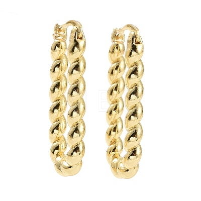 Brass Twist Rope Rectangle Hoop Earrings for Women EJEW-A072-20LG-1