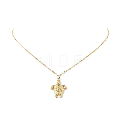 Ion Plating(IP) 201 Stainless Steel Tortoise with Starfish Pendants Necklaces NJEW-JN04283-01-1