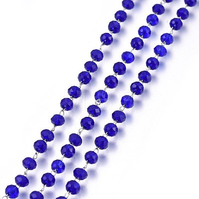 3.28 Feet Handmade Glass Beaded Chains X-GLAA-P043-04-1