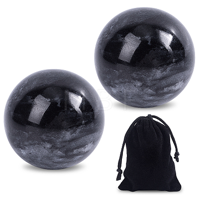 2Pcs Natural Black Jade Massage Balls DJEW-ME0001-20-1