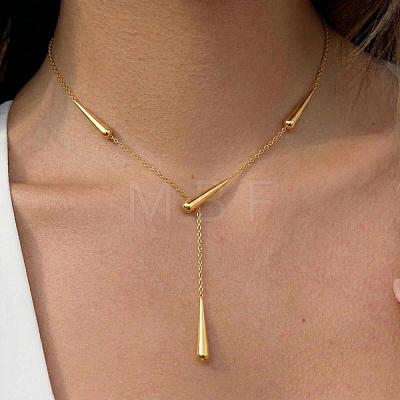 304 Stainless Steel Teardrop Lariat Necklaces for Women VH7412-2-1