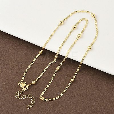 3.5MM Round Ball Brass Oval Link Chain Necklaces for Women NJEW-K271-18G-1
