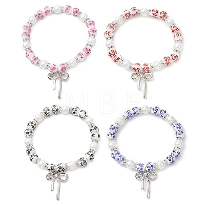 Brass Bowknot Charm Bracelets BJEW-JB12905-1