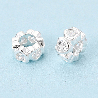 925 Sterling Silver Clear Cubic Zirconia Spacer Beads STER-N016-118S-1