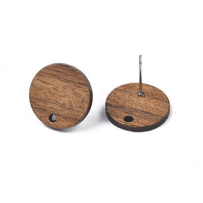 Walnut Wood Stud Earring Findings MAK-N033-008-1