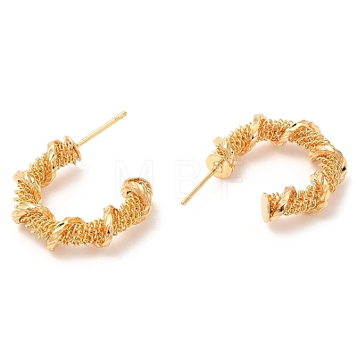 Brass Round Stud Earrings KK-K333-60G-1
