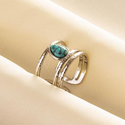 Teardrop Synthetic Turquoise Finger Rings QT3031-3-1