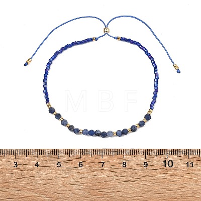 Adjustable Glass Seed & Natural Gemstone Beads Slider Bracelets for Women BJEW-JB13634-1