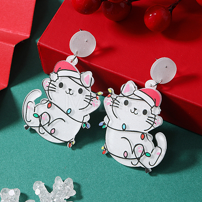 Festive Christmas Acrylic Stud Earrings for Holiday Season Celebration KD3160-1-1