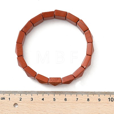 Square Natural Red Jasper Beads Stretch Bracelets for Women Men BJEW-C097-06S-1