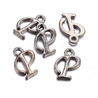 Gunmetal Plated Alloy Letter Pendants PALLOY-J718-01B-P-1