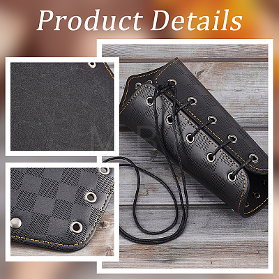 Tartan Pattern Imitation Leather Cuff Wristband for Bikers AJEW-WH0258-937B-1