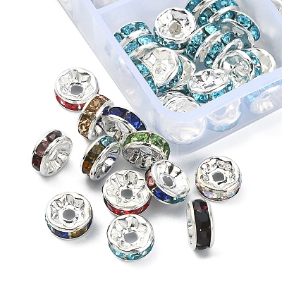 160Pcs 8 Colors Brass Rhinestone Spacer Beads RB-YW0001-03-1