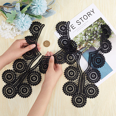 Sunflower Pattern Embroidered Floral Lace Collar DIY-WH0308-324A-1