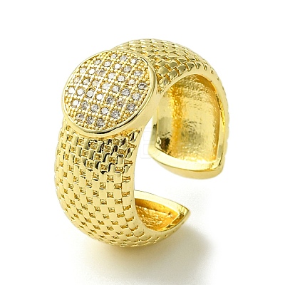 Brass Micro Pave Cubic Zirconia Open Cuff Rings RJEW-K256-37G-1