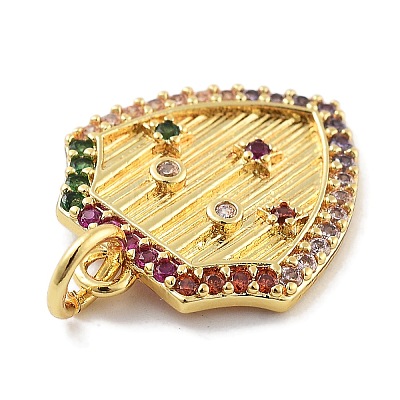 Rack Plating Brass Micro Pave Cubic Zirconia Pendants KK-Z071-78G-1