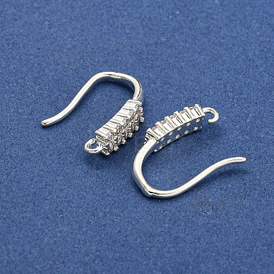 Rack Plating Brass Pave Cubic Zirconia Earring Hooks KK-O143-17S-1