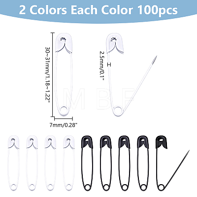 200Pcs 2 Colors Spray Painted Iron Safety Pins IFIN-AR0001-46-1