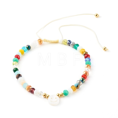 Electroplate Glass Nylon Thread Braided Bead Bracelets for Mom and Daughter BJEW-JB06359-05-1