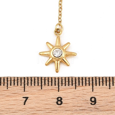 304 Stainless Steel Crystal Rhinestone Sun Long Tassel Y Necklaces for Women SA-CBA48C7-04G-1