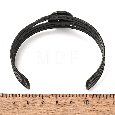 304 Stainless Steel Multi-strand Cuff Bracelet Blanks with Flat Round Bezel Settings SA-CBA4160-01B-EB-1