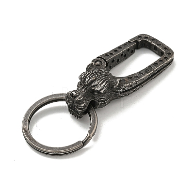 Tibetan Style 316 Surgical Stainless Steel Fittings with 304 Stainless Steel Key Ring FIND-Q101-10AS-02-1