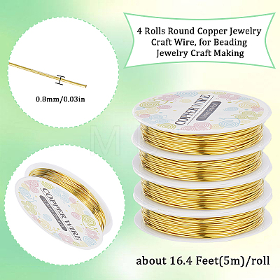 SUNNYCLUE 4 Rolls Copper Jewelry Craft Wire CWIR-SC0001-07-1