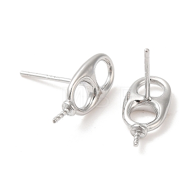 Rhodium Plated 925 Sterling Silver Stud Earring Findings STER-M114-15P-1