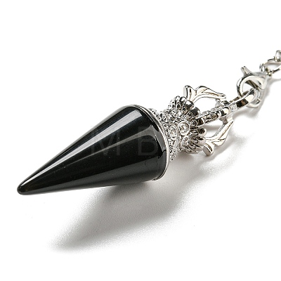 Natural Obsidian Pointed Dowsing Pendulums AJEW-P113-01P-02-1