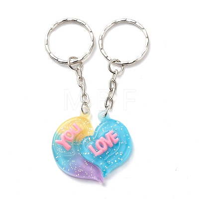 2Pcs Valentine's Day Couple Heart Charm Keychain KEYC-JKC00393-1
