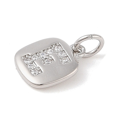 Rack Plating Brass Micro Pave CLear Cubic Zirconia Charms KK-E110-14P-E-1