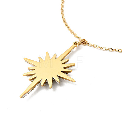 Rhinestone Sun Pendant Necklace with Cable Chains NJEW-P229-02G-1