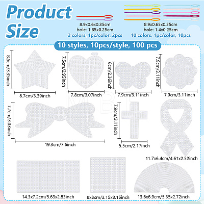 100Pcs 10 Styles DIY Plastic Canvas Shapes DIY-WA0001-30-1